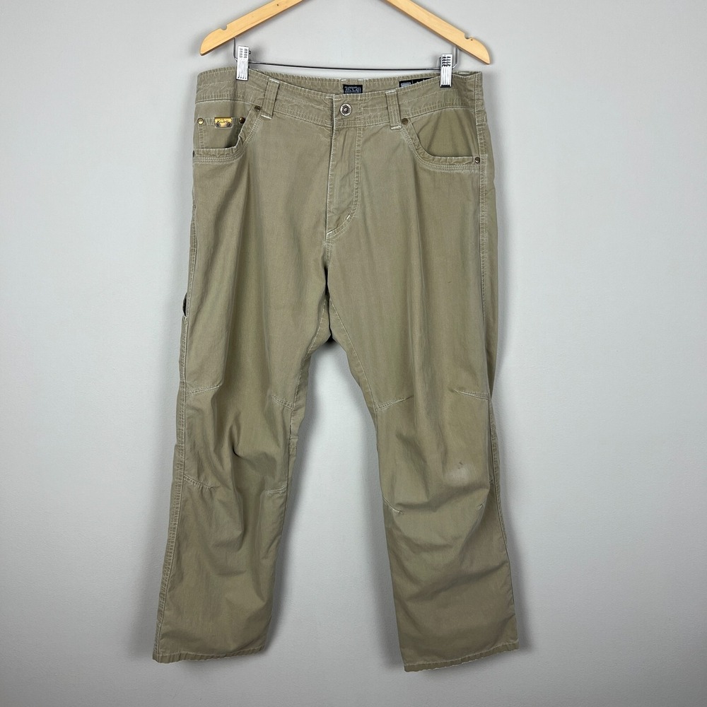 Kuhl Revolvr Pants Mens 36x28.5 Khaki Vintage Patina Dye Straight Outdoor Hiking